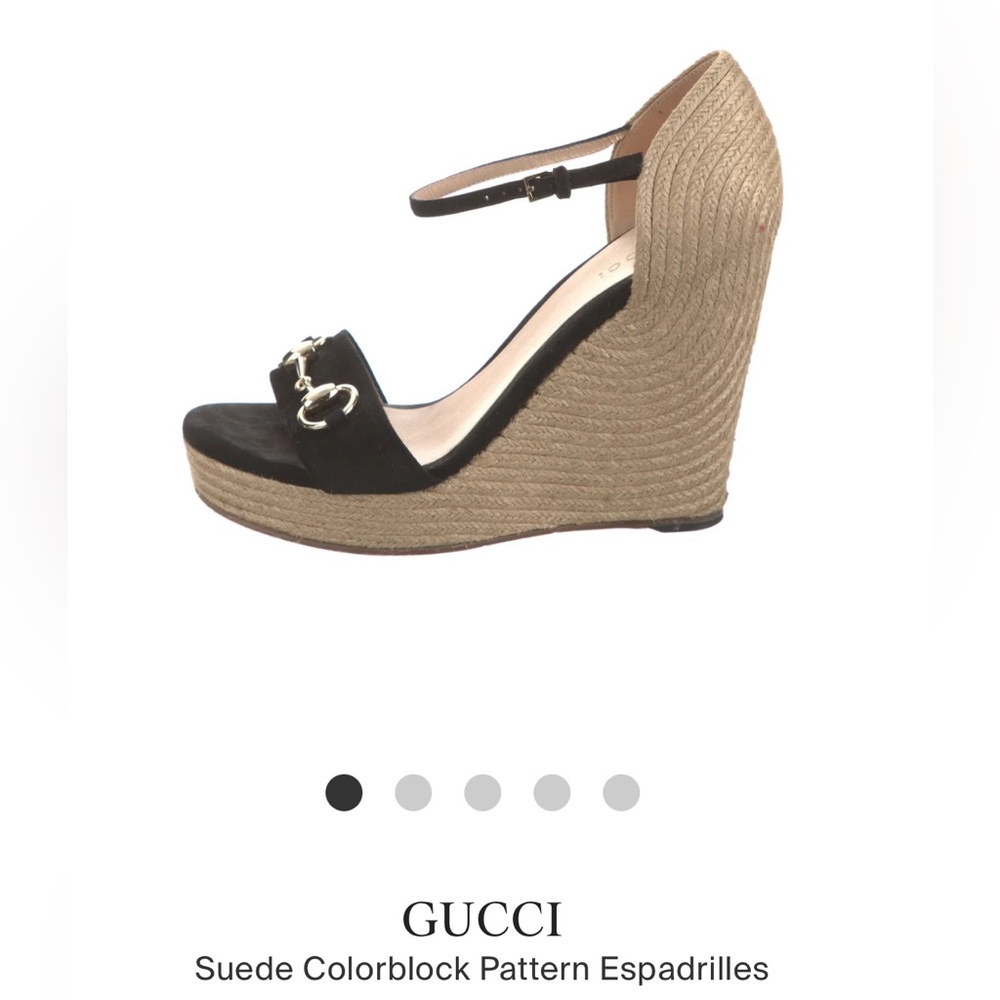 Gucci suede platform wedge horsebit